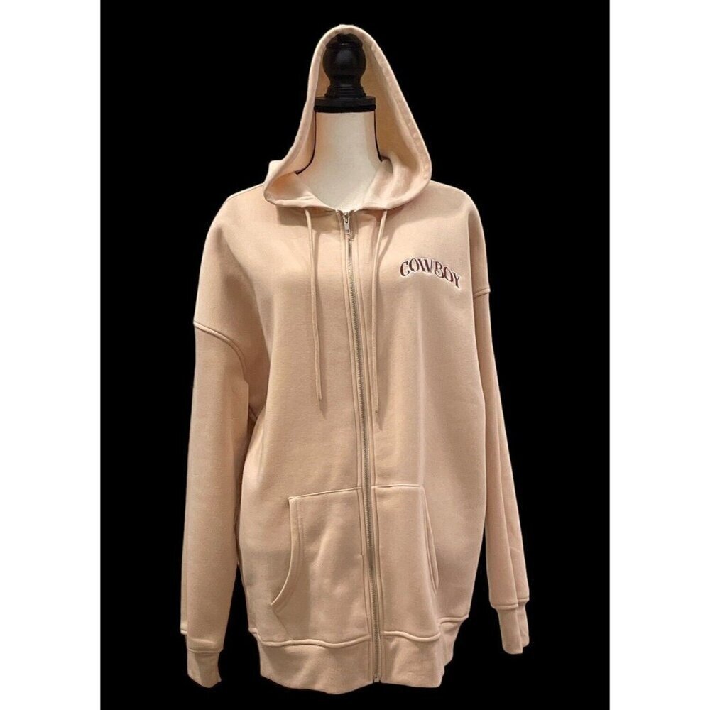 Rue21 Womens Embroidered Zip Up Sweatshirt Hoodie Jacket Size L Drawstring - Picture 3 of 15